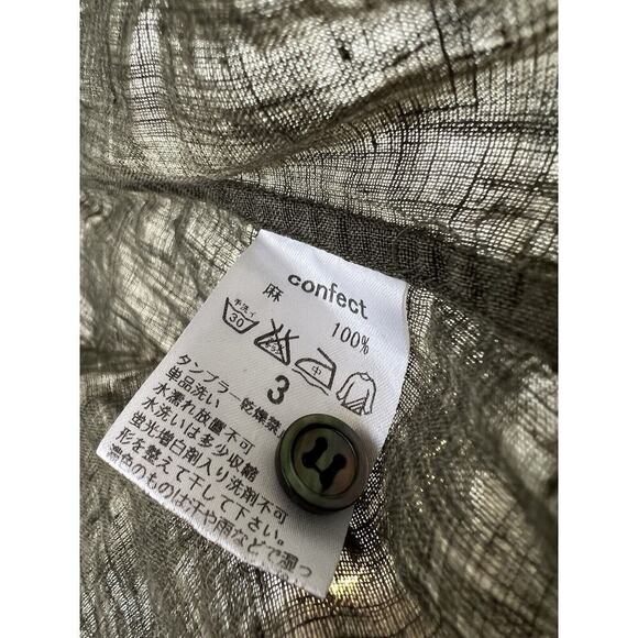 Nest Robe Confect Grey Green Button Up Linen Shirt Sz 3 - Picture 5 of 7